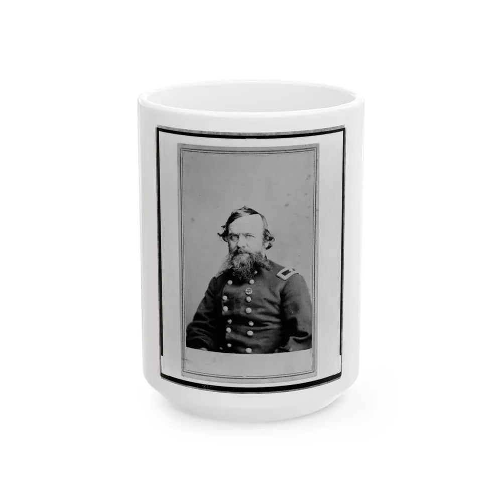 Alpheus S. Williams, Union Officer, Half-Length Portrait, Seated, Facing Left, With Small Star Medallion On Uniform (U.S. Civil War) White Coffee Mug-15oz-Go Mug Yourself