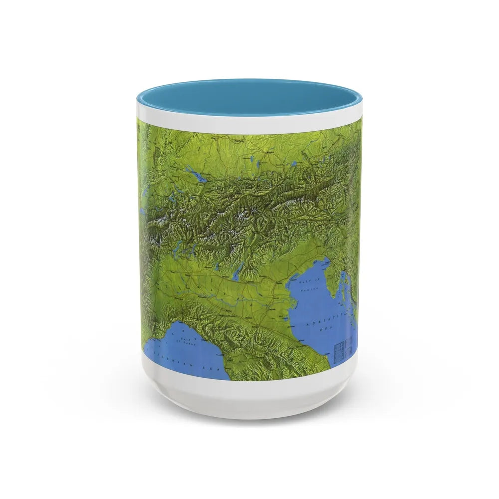 Alps, The (1985) (Map) Accent Coffee Mug-15oz-Light Blue-Go Mug Yourself