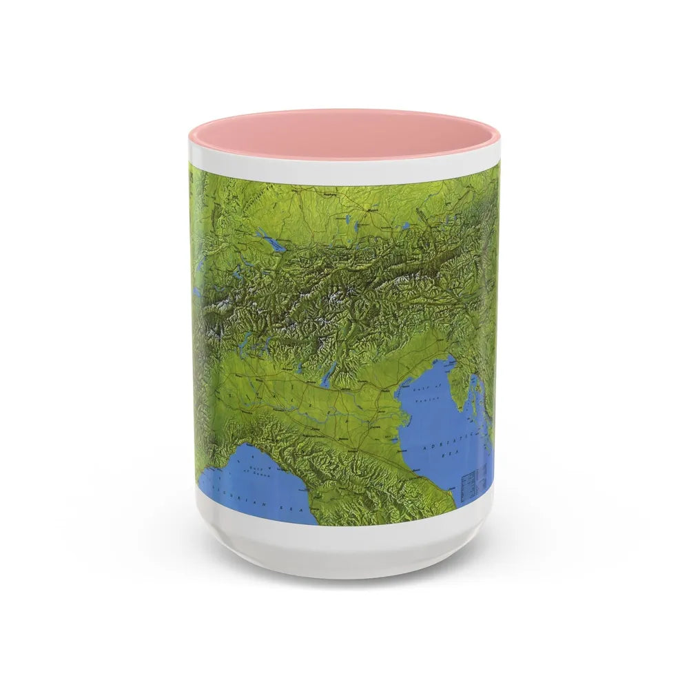 Alps, The (1985) (Map) Accent Coffee Mug-15oz-Pink-Go Mug Yourself