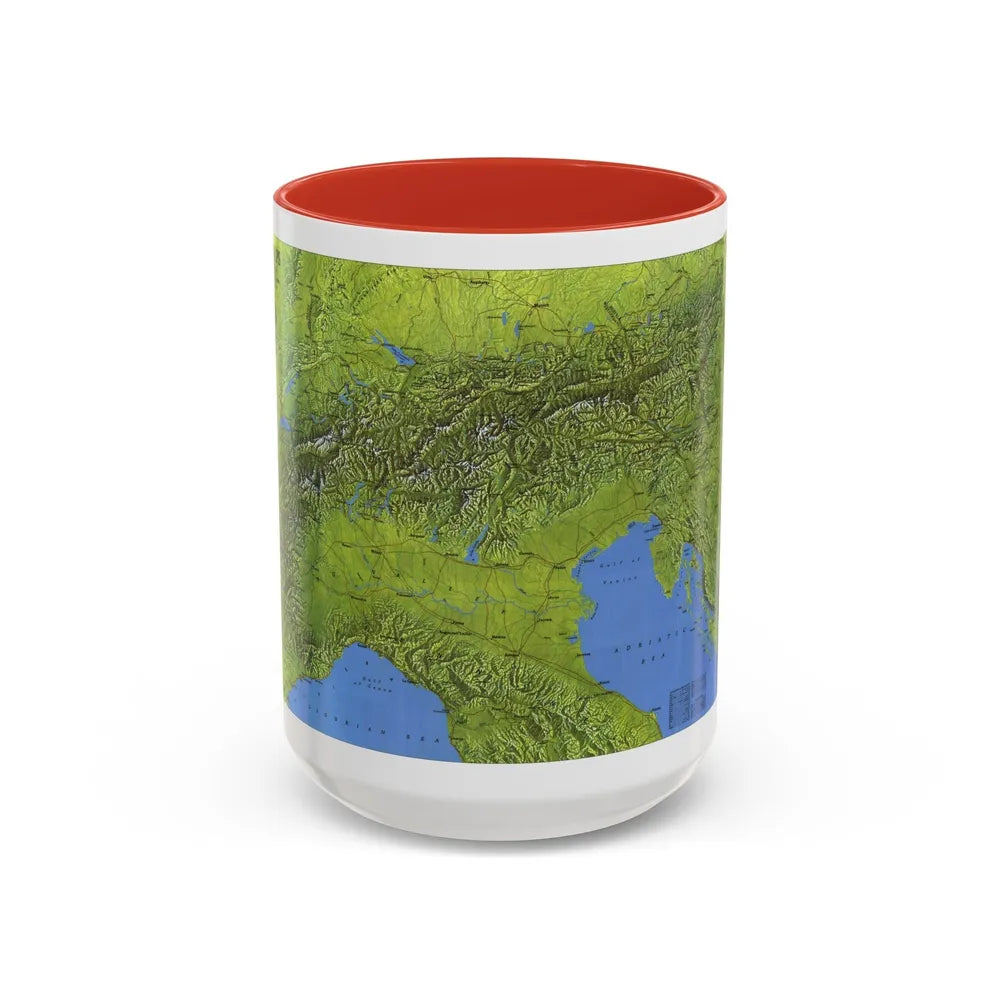 Alps, The (1985) (Map) Accent Coffee Mug-15oz-Red-Go Mug Yourself