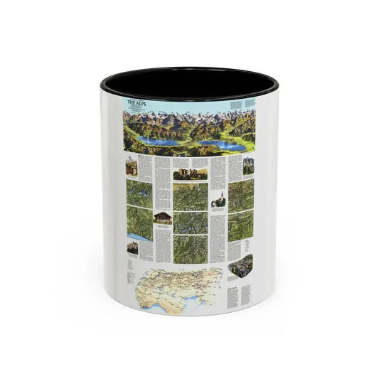 Alps, The - A Traveller's Map (1985) (Map) Accent Coffee Mug 11oz Black - Go Mug Yourself
