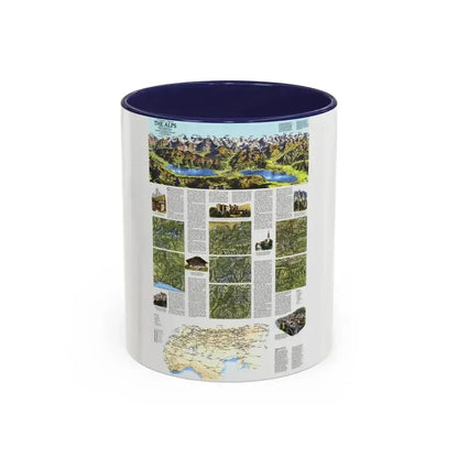 Alps, The - A Traveller's Map (1985) (Map) Accent Coffee Mug 11oz Navy - Go Mug Yourself