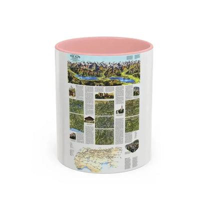 Alps, The - A Traveller's Map (1985) (Map) Accent Coffee Mug 11oz Pink - Go Mug Yourself