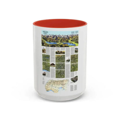 Alps, The - A Traveller's Map (1985) (Map) Accent Coffee Mug 15oz Red - Go Mug Yourself