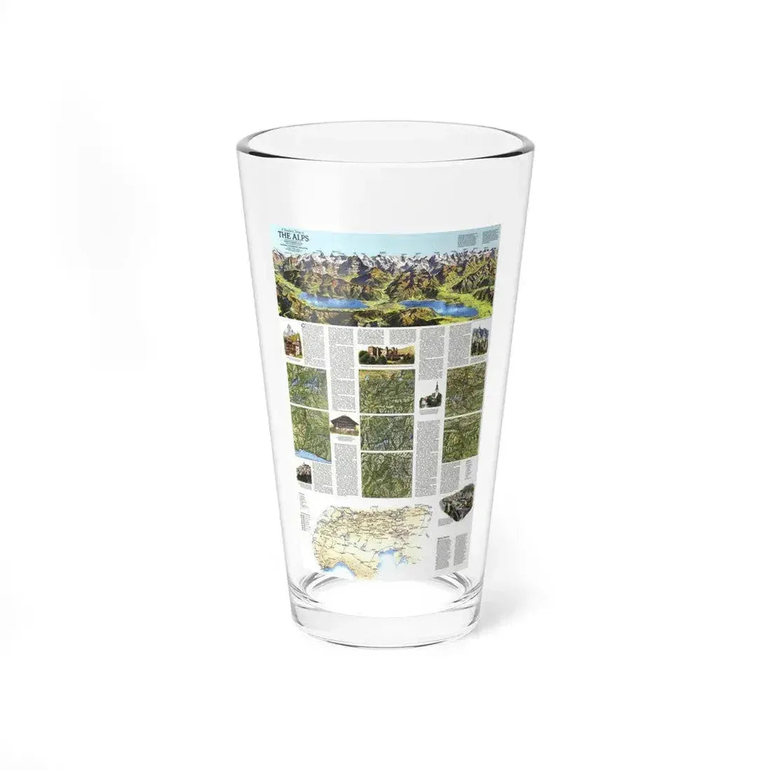 Alps, The - A Traveller's Map (1985) (Map) Pint Glass 16oz 16oz - Go Mug Yourself
