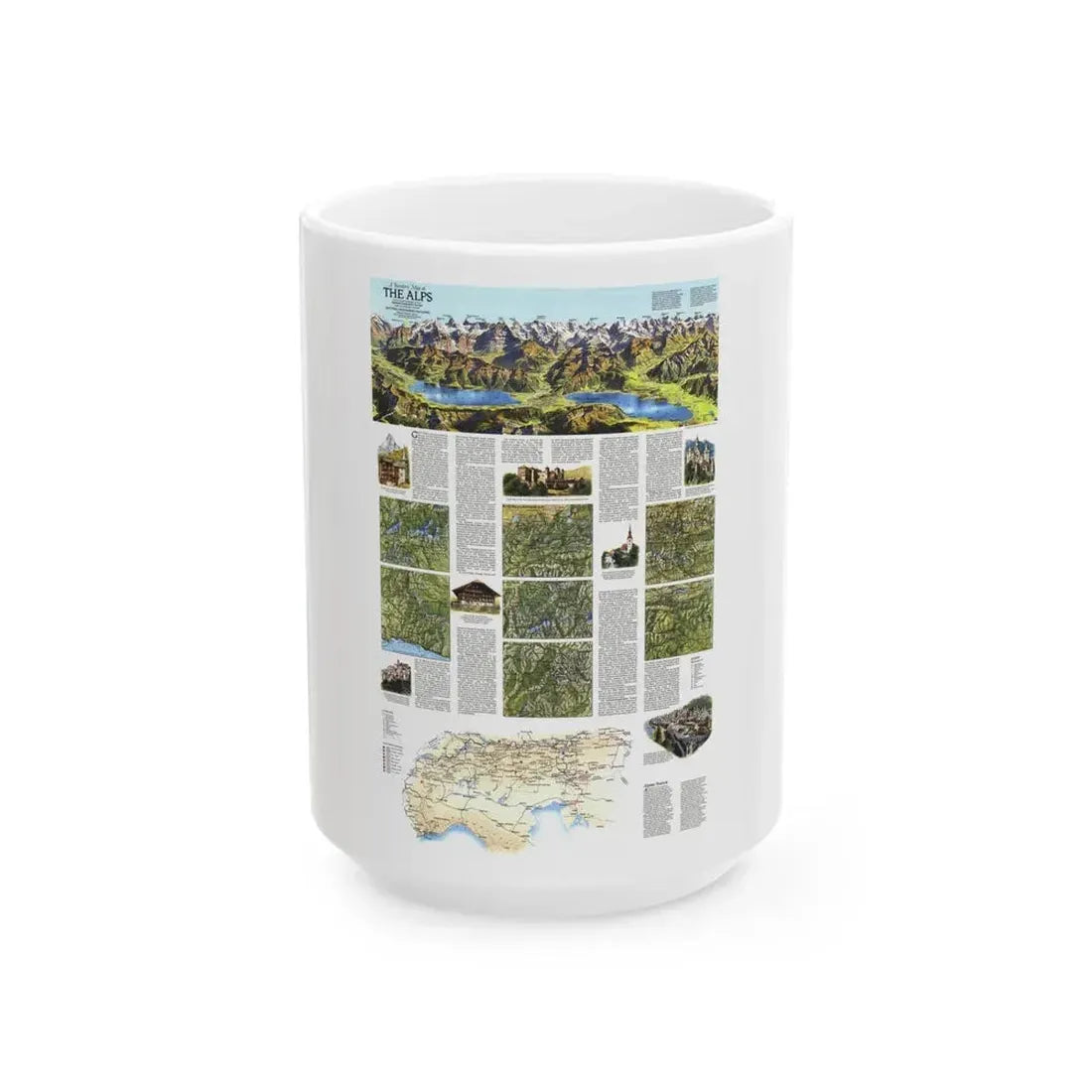 Alps, The - A Traveller's Map (1985) (Map) White Coffee Mug 15oz - Go Mug Yourself