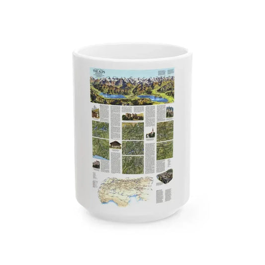 Alps, The - A Traveller's Map (1985) (Map) White Coffee Mug 15oz - Go Mug Yourself