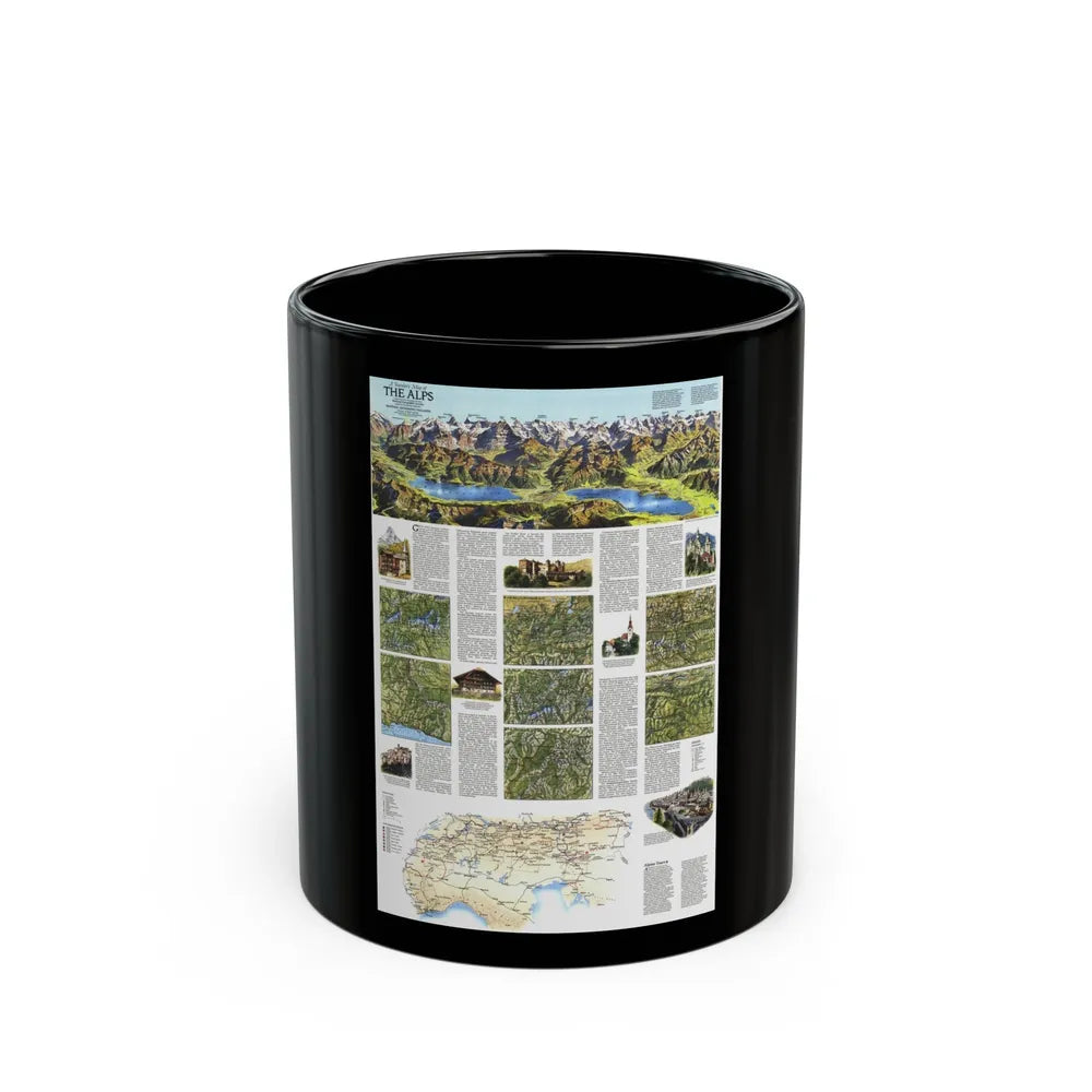 Alps, The - A Traveller's Map (1985) (Map) Black Coffee Mug-11oz-Go Mug Yourself