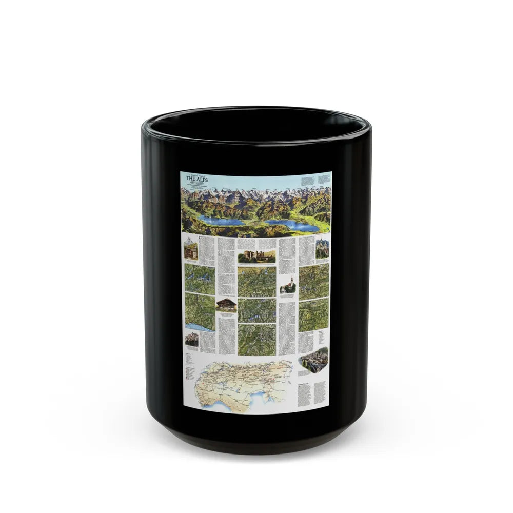 Alps, The - A Traveller's Map (1985) (Map) Black Coffee Mug-15oz-Go Mug Yourself