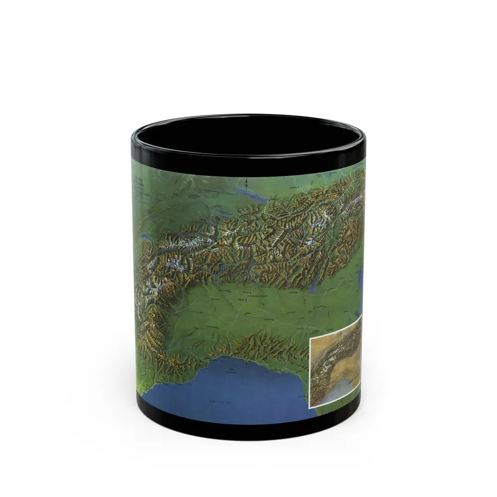 Alps, The - Europe's Backbone (1965) (Map) Black Coffee Mug 11oz - Go Mug Yourself