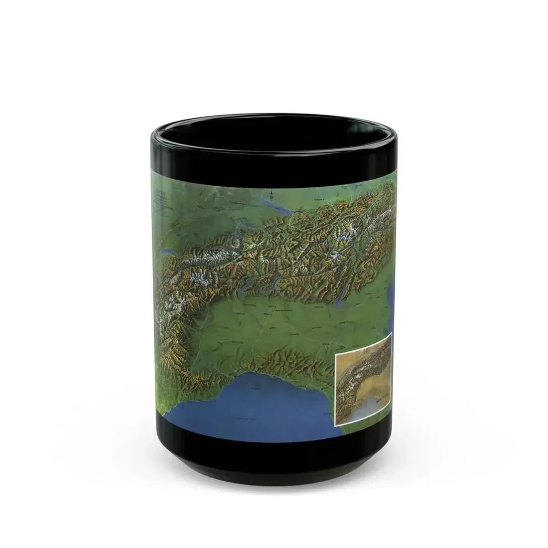 Alps, The - Europe's Backbone (1965) (Map) Black Coffee Mug 15oz - Go Mug Yourself