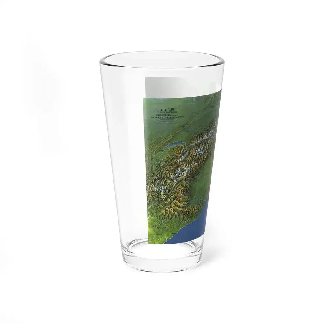 Alps, The - Europe's Backbone (1965) (Map) Pint Glass 16oz - Go Mug Yourself