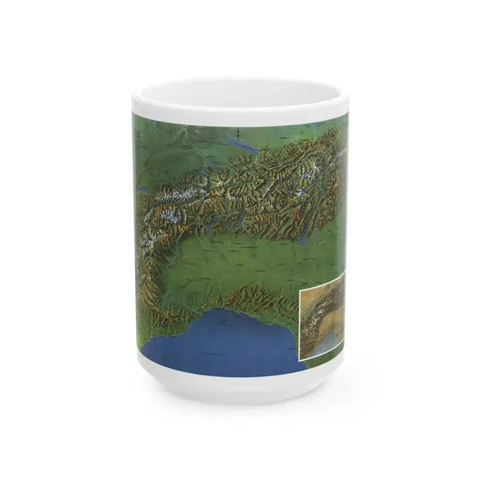 Alps, The - Europe's Backbone (1965) (Map) White Coffee Mug 15oz - Go Mug Yourself
