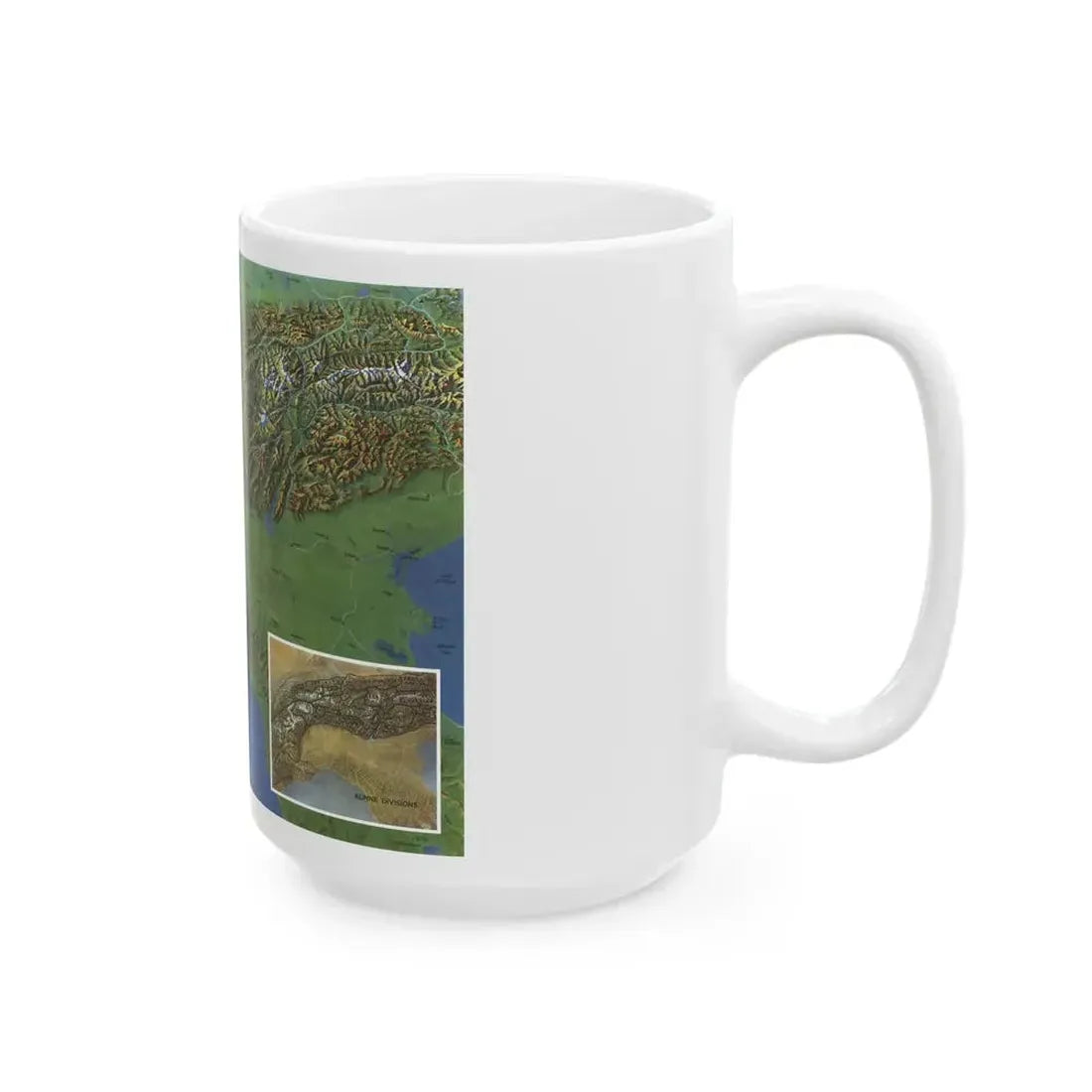 Alps, The - Europe's Backbone (1965) (Map) White Coffee Mug - Go Mug Yourself