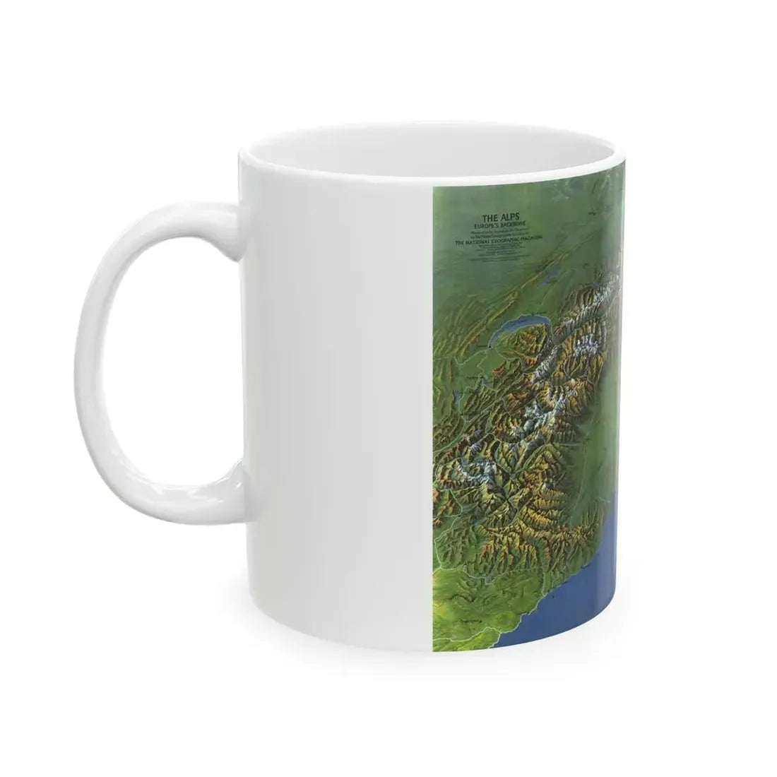 Alps, The - Europe's Backbone (1965) (Map) White Coffee Mug - Go Mug Yourself