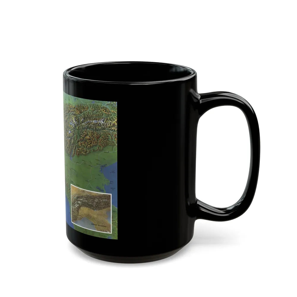 Alps, The - Europe's Backbone (1965) (Map) Black Coffee Mug-Go Mug Yourself