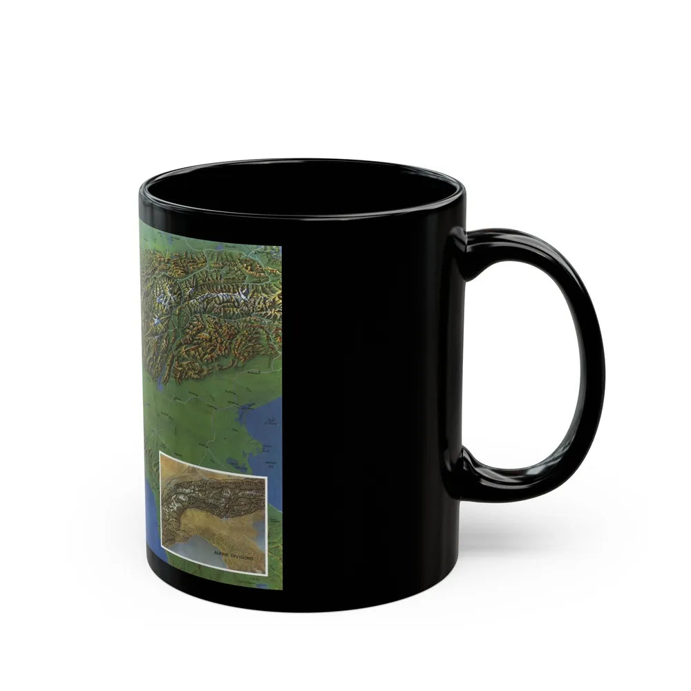 Alps, The - Europe's Backbone (1965) (Map) Black Coffee Mug-Go Mug Yourself