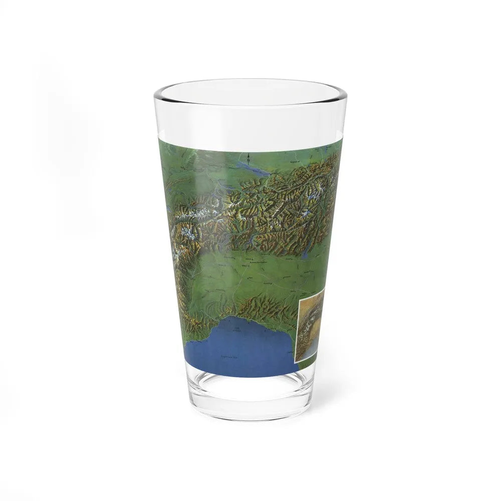 Alps, The - Europe's Backbone (1965) (Map) Pint Glass 16oz-16oz-Go Mug Yourself