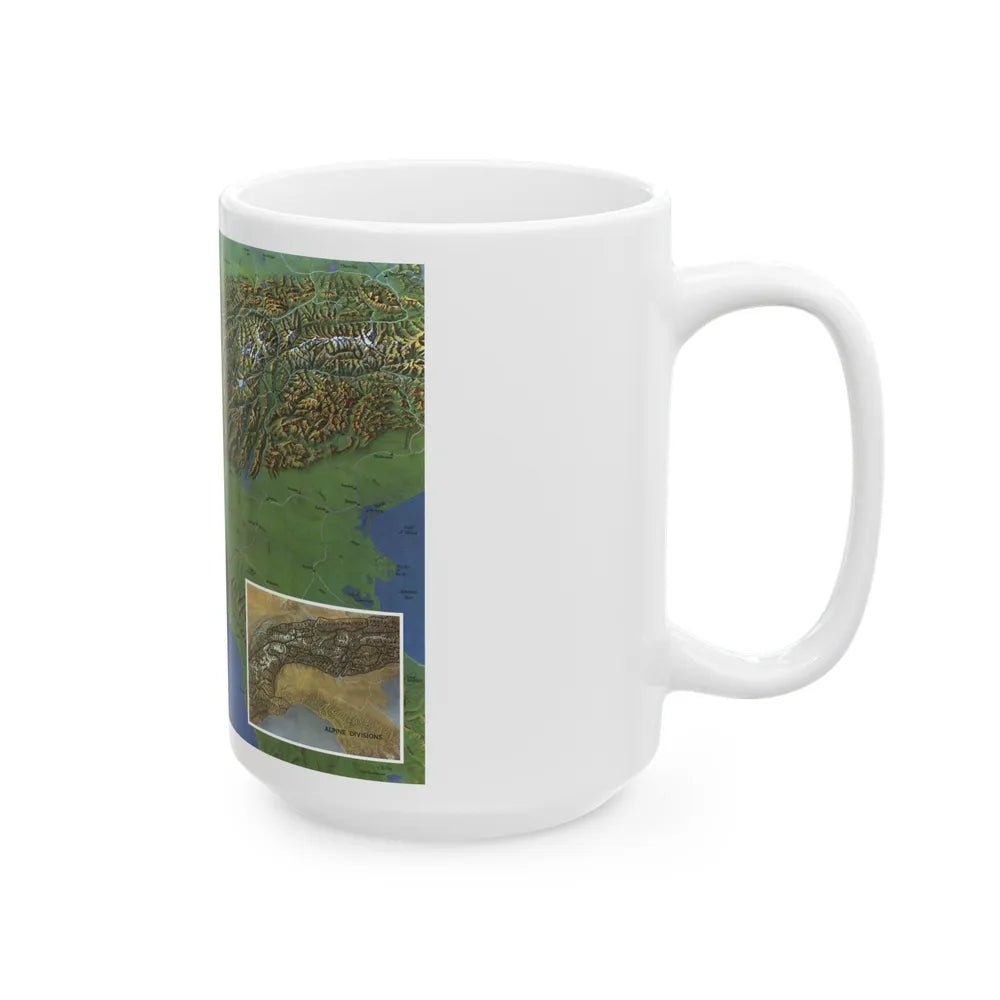 Alps, The - Europe's Backbone (1965) (Map) White Coffee Mug-Go Mug Yourself