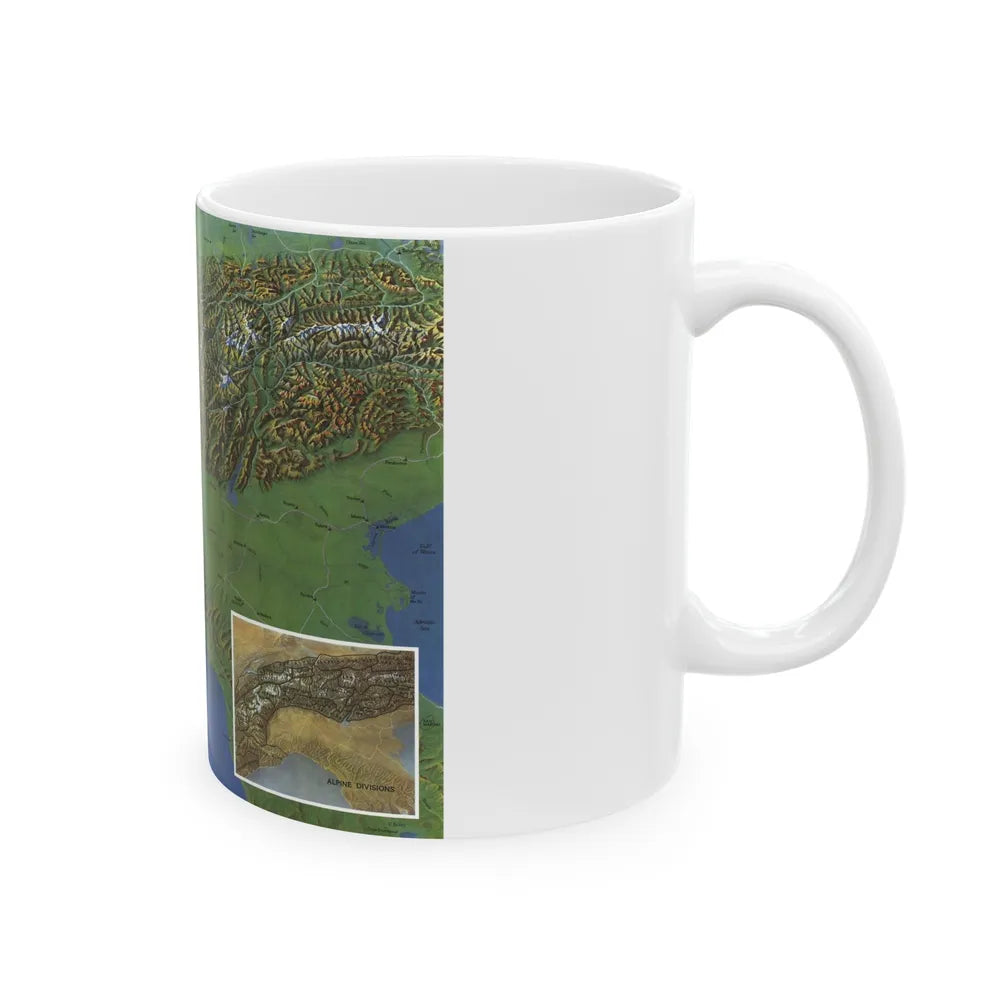 Alps, The - Europe's Backbone (1965) (Map) White Coffee Mug-Go Mug Yourself