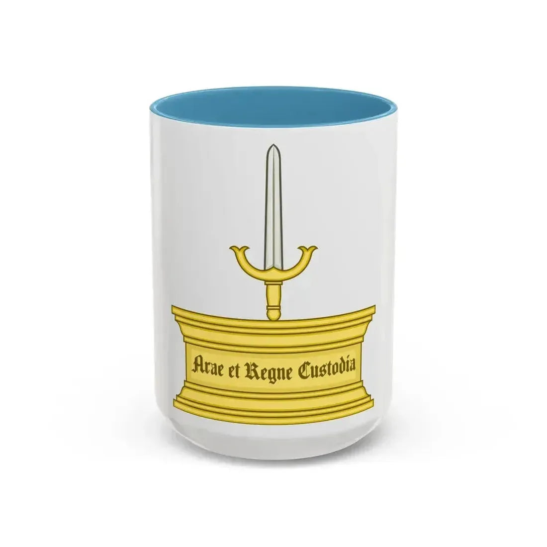 Altar and Sword Badge of Mary I - Accent Coffee Mug 15oz Light Blue - Go Mug Yourself