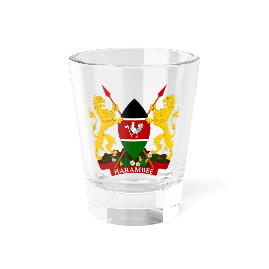 Alternate Coat of arms of Kenya (Kenya) (Coat of Arms) Shot Glass 1.5oz 1.5oz - Go Mug Yourself