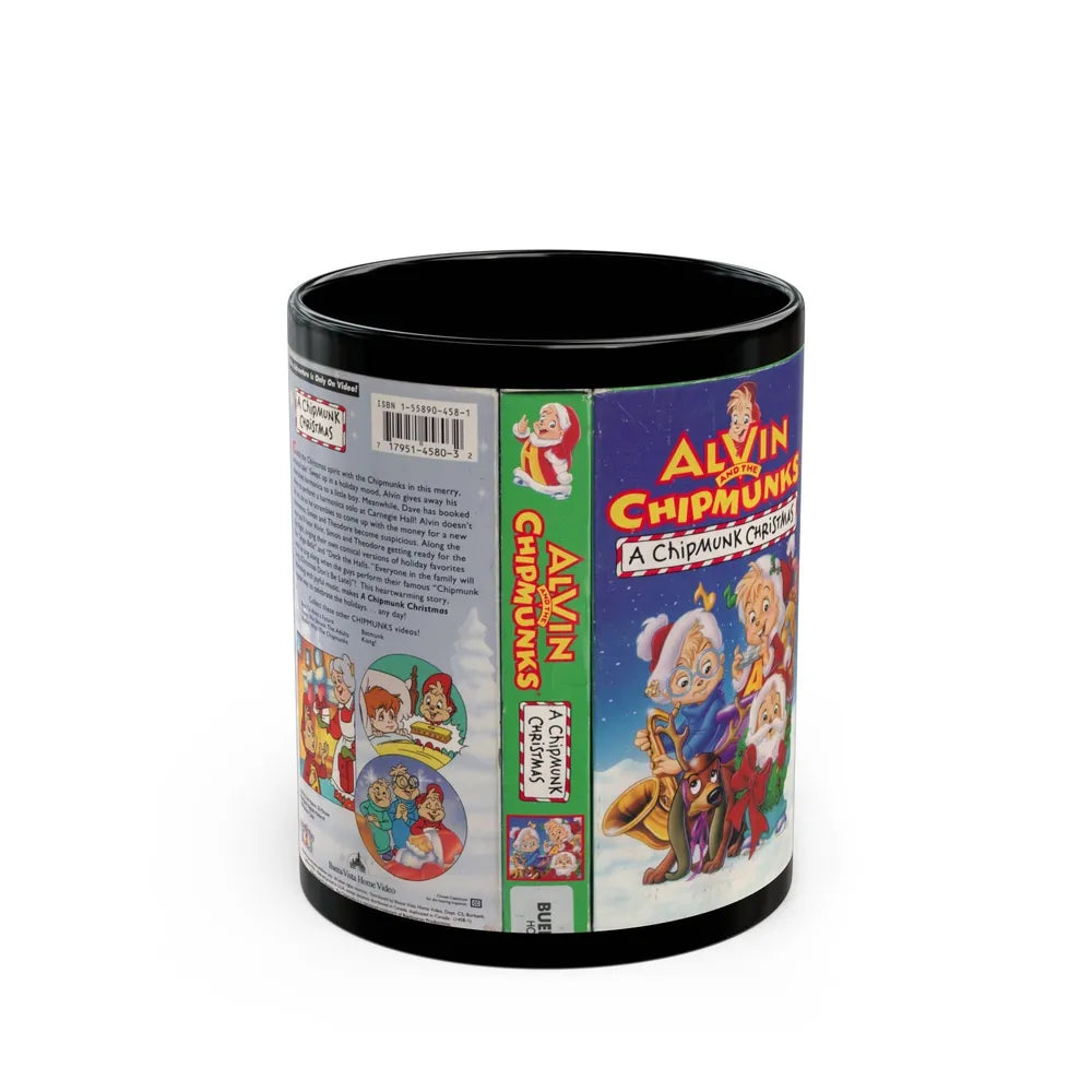 ALVIN AND THE CHIPMUNKS A CHIPMUNK CHRISTMAS (VHS COVER) - Black Coffee Mug-11oz-Go Mug Yourself