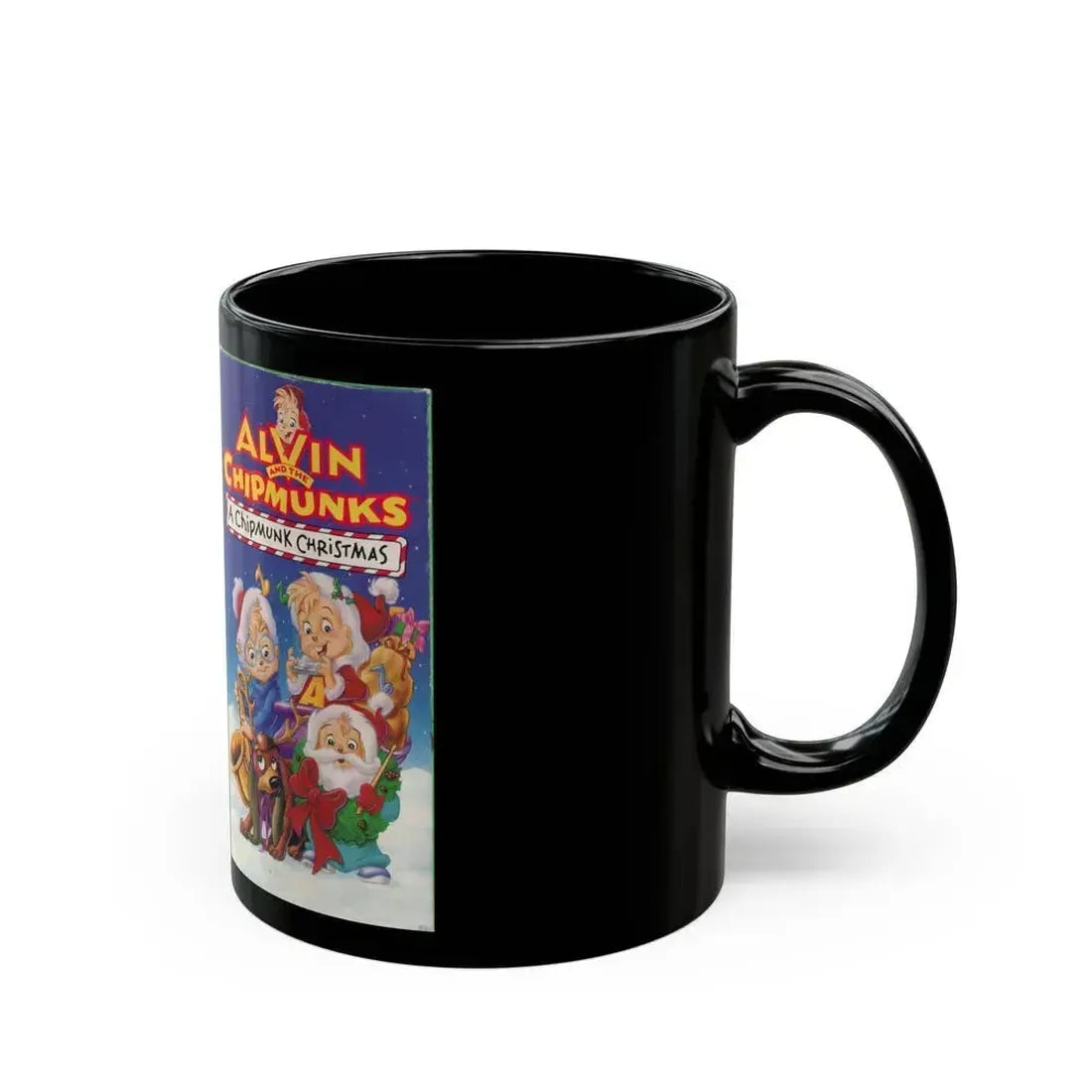 ALVIN AND THE CHIPMUNKS A CHIPMUNK CHRISTMAS (VHS COVER) - Black Coffee Mug - Go Mug Yourself