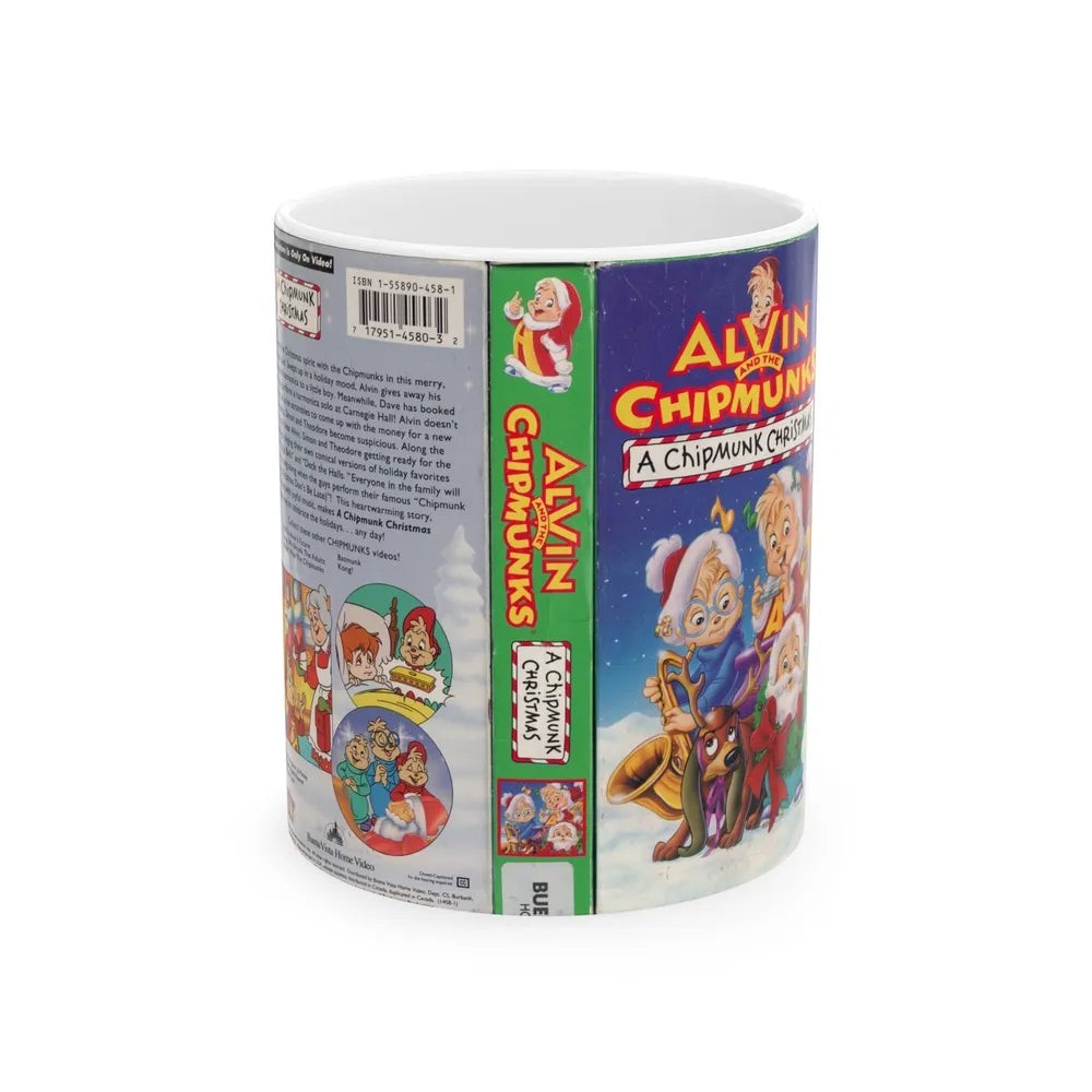 ALVIN AND THE CHIPMUNKS A CHIPMUNK CHRISTMAS (VHS COVER) - White Coffee Mug-11oz-Go Mug Yourself