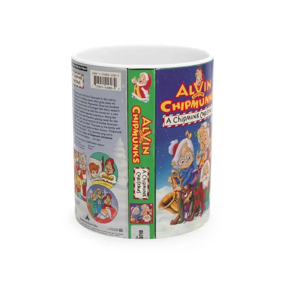 ALVIN AND THE CHIPMUNKS A CHIPMUNK CHRISTMAS (VHS COVER) - White Coffee Mug 11oz - Go Mug Yourself