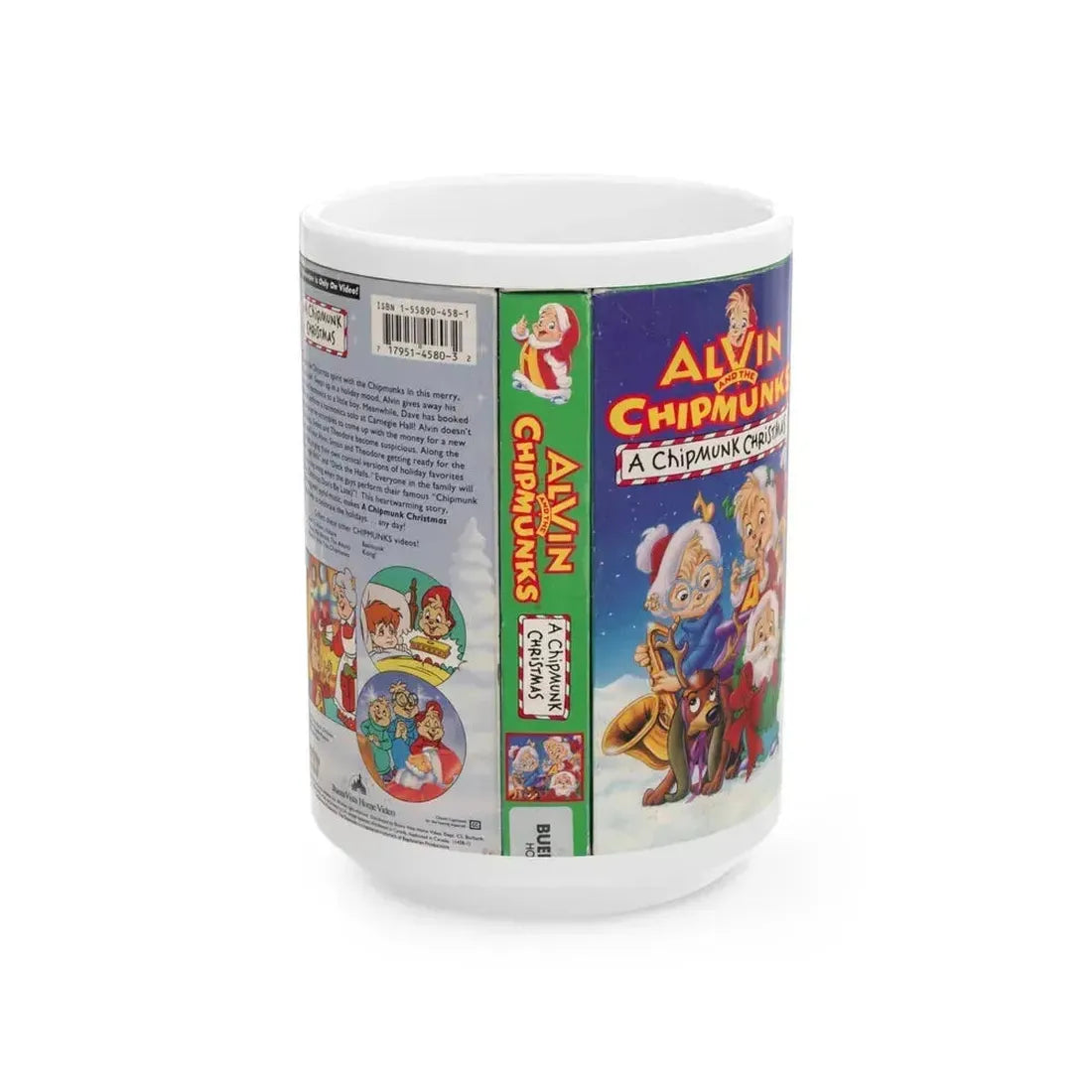 ALVIN AND THE CHIPMUNKS A CHIPMUNK CHRISTMAS (VHS COVER) - White Coffee Mug 15oz - Go Mug Yourself
