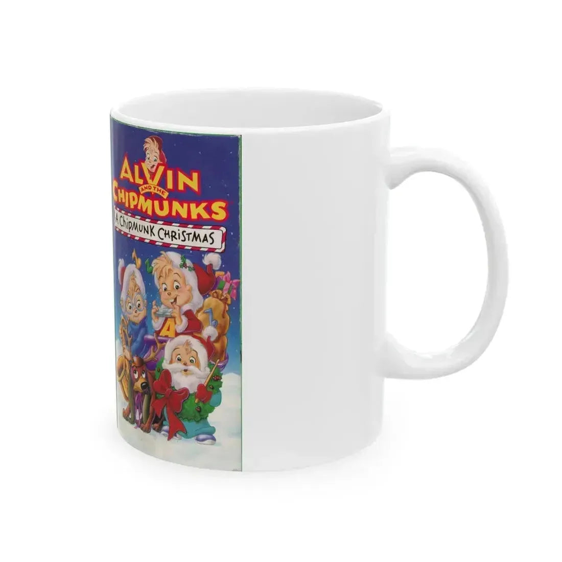 ALVIN AND THE CHIPMUNKS A CHIPMUNK CHRISTMAS (VHS COVER) - White Coffee Mug - Go Mug Yourself