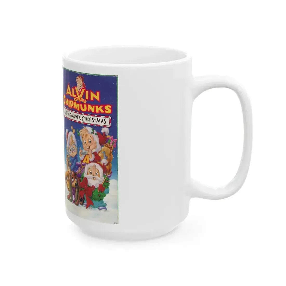 ALVIN AND THE CHIPMUNKS A CHIPMUNK CHRISTMAS (VHS COVER) - White Coffee Mug - Go Mug Yourself