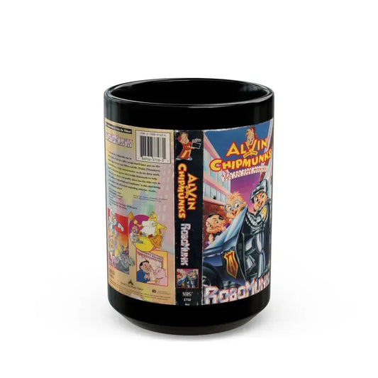 ALVIN AND THE CHIPMUNKS A CHIPMUNKS GO TO THE MOVIES ROBOMUNK (VHS COVER) - Black Coffee Mug 15oz - Go Mug Yourself