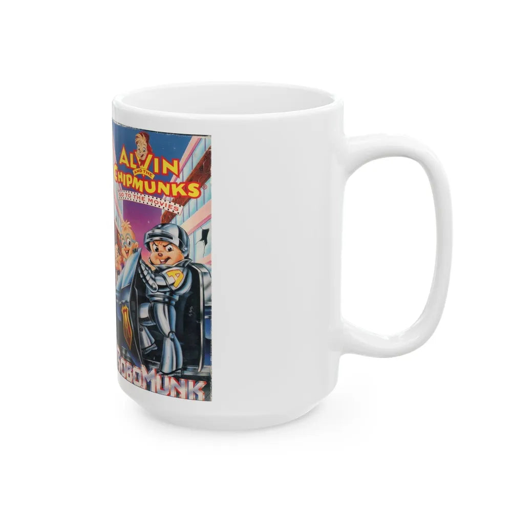 ALVIN AND THE CHIPMUNKS A CHIPMUNKS GO TO THE MOVIES ROBOMUNK (VHS COVER) - White Coffee Mug-Go Mug Yourself