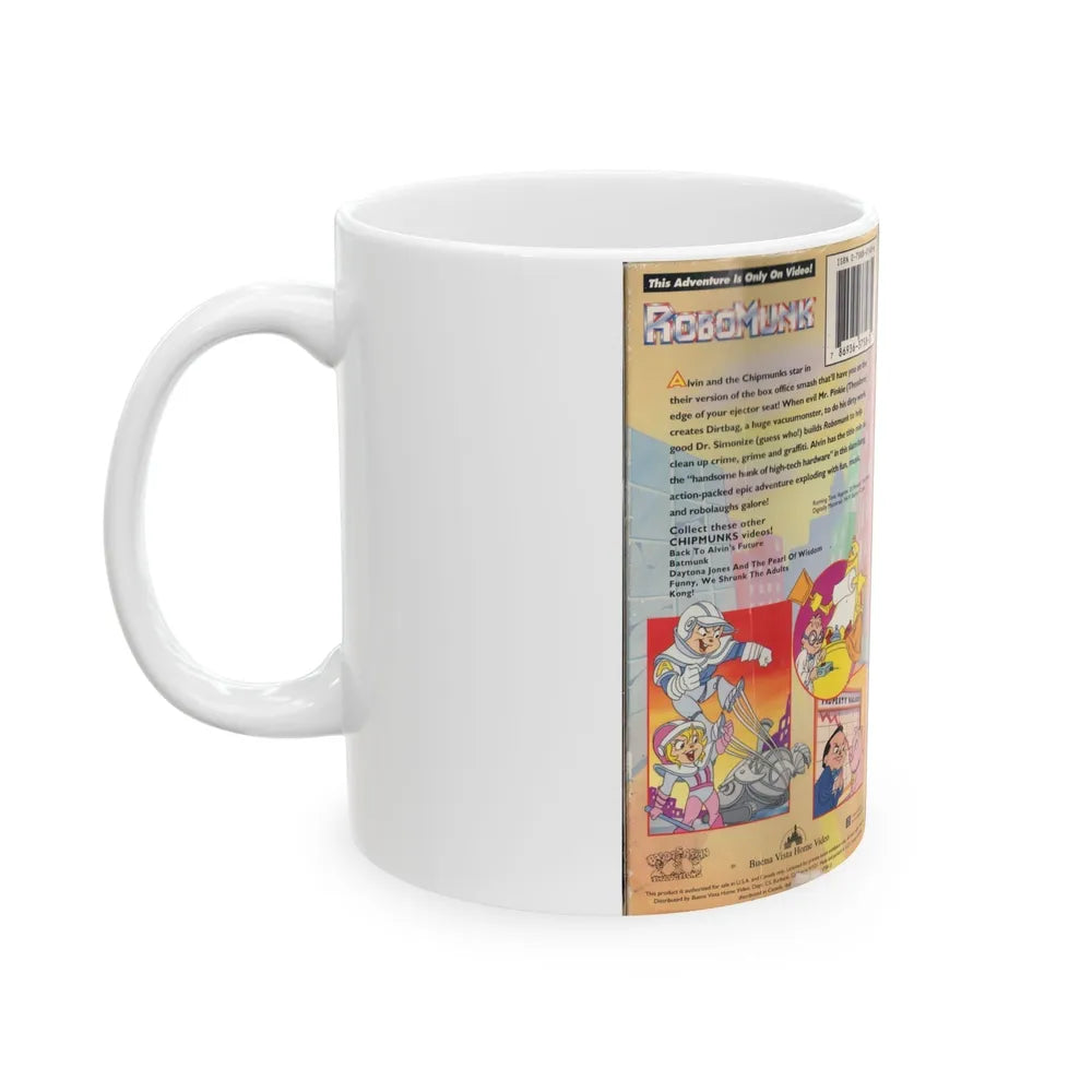 ALVIN AND THE CHIPMUNKS A CHIPMUNKS GO TO THE MOVIES ROBOMUNK (VHS COVER) - White Coffee Mug-Go Mug Yourself