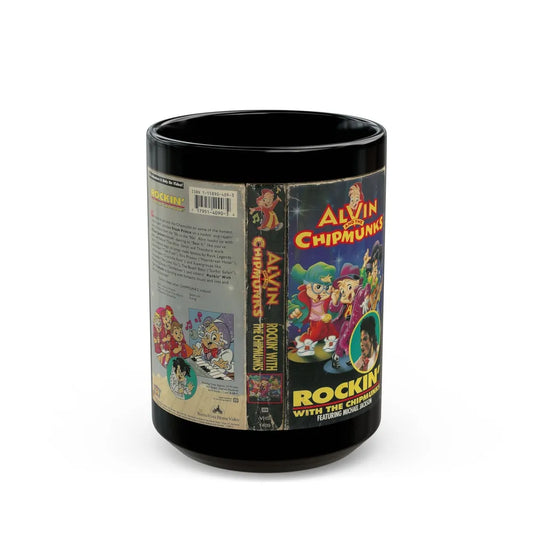 ALVIN AND THE CHIPMUNKS ROCKIN WITH THE CHIPMUNKS FEATURING MICHAEL JACKSON (VHS COVER) - Black Coffee Mug-15oz-Go Mug Yourself