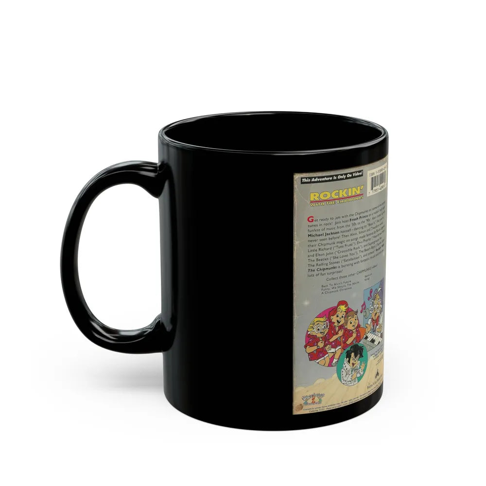 ALVIN AND THE CHIPMUNKS ROCKIN WITH THE CHIPMUNKS FEATURING MICHAEL JACKSON (VHS COVER) - Black Coffee Mug-Go Mug Yourself