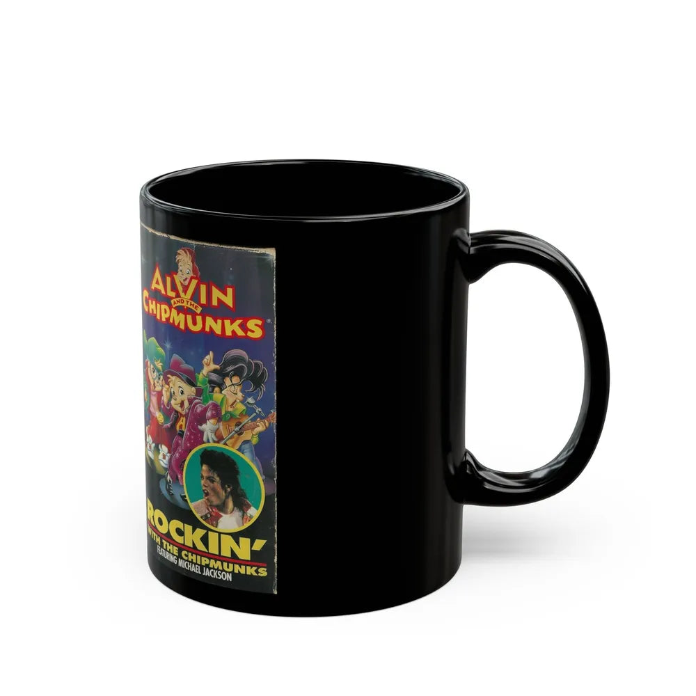 ALVIN AND THE CHIPMUNKS ROCKIN WITH THE CHIPMUNKS FEATURING MICHAEL JACKSON (VHS COVER) - Black Coffee Mug-Go Mug Yourself