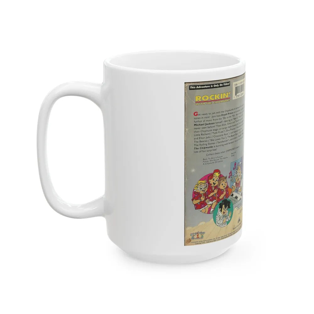 ALVIN AND THE CHIPMUNKS ROCKIN WITH THE CHIPMUNKS FEATURING MICHAEL JACKSON (VHS COVER) - White Coffee Mug-Go Mug Yourself