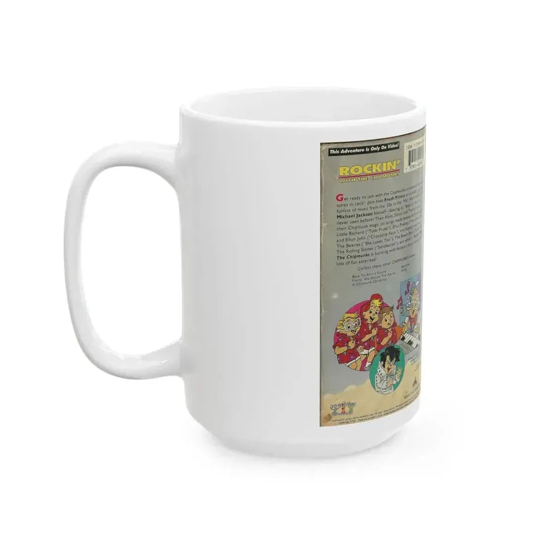ALVIN AND THE CHIPMUNKS ROCKIN WITH THE CHIPMUNKS FEATURING MICHAEL JACKSON (VHS COVER) - White Coffee Mug - Go Mug Yourself