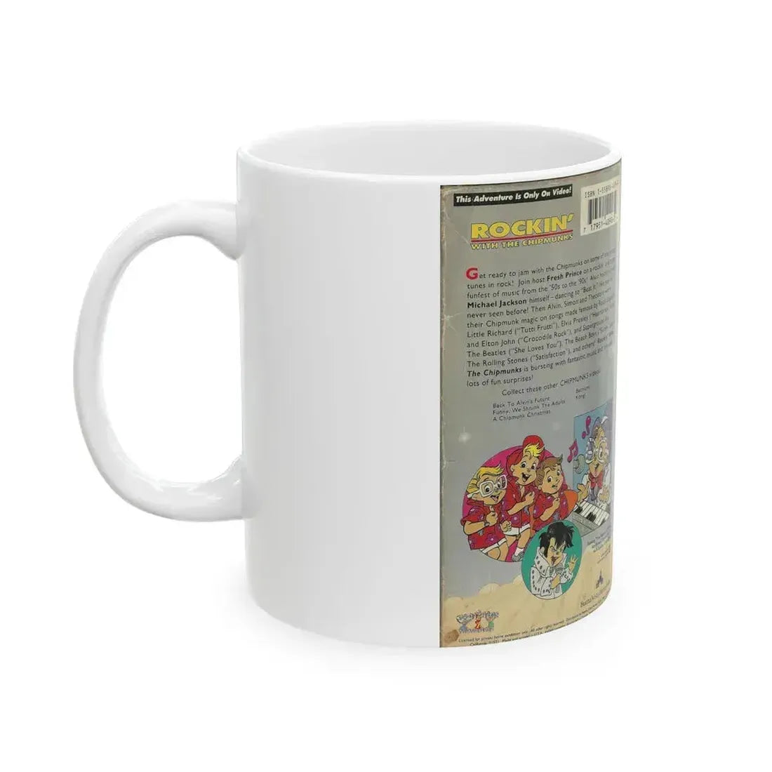 ALVIN AND THE CHIPMUNKS ROCKIN WITH THE CHIPMUNKS FEATURING MICHAEL JACKSON (VHS COVER) - White Coffee Mug - Go Mug Yourself