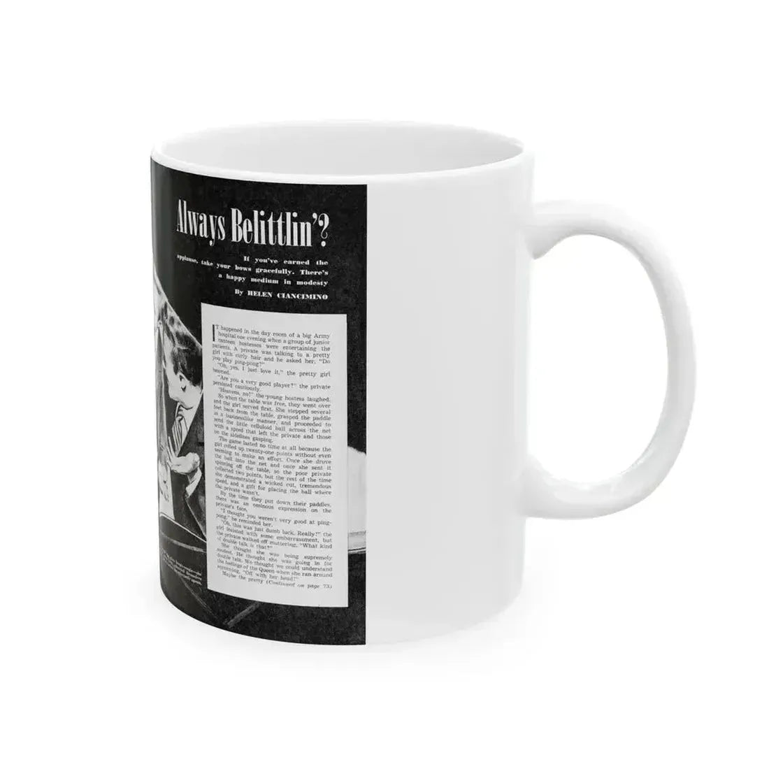 Always Belittlin, Calling All Girls, March 1946 - White Coffee Mug - Go Mug Yourself