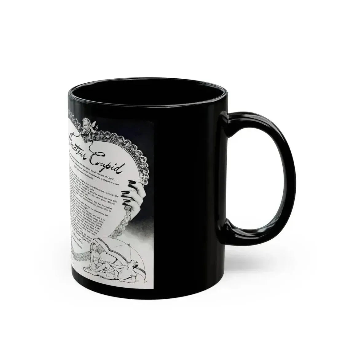 Amateur Cupid, Miss America magazine, March 1946 - Black Coffee Mug - Go Mug Yourself