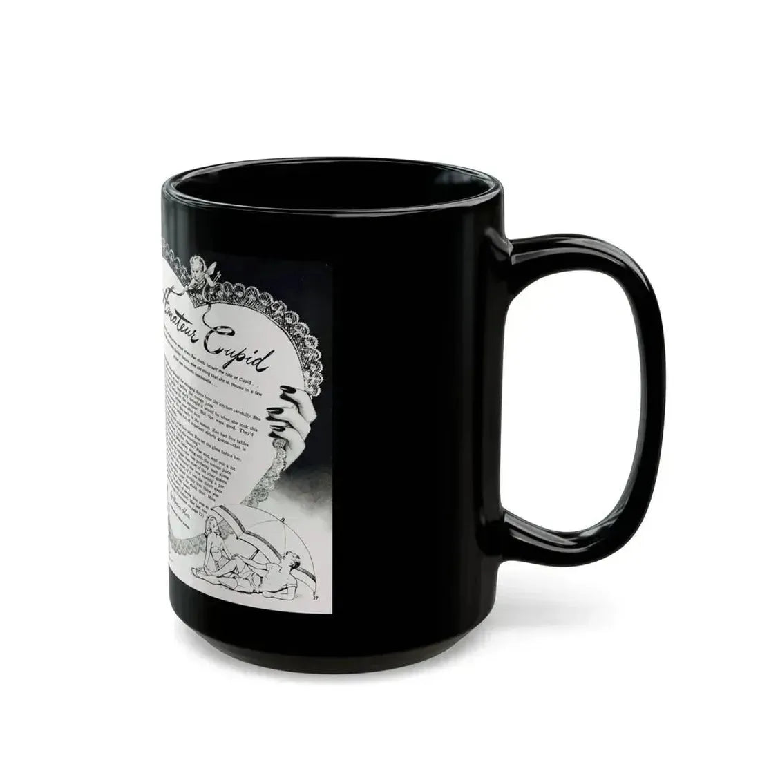 Amateur Cupid, Miss America magazine, March 1946 - Black Coffee Mug - Go Mug Yourself