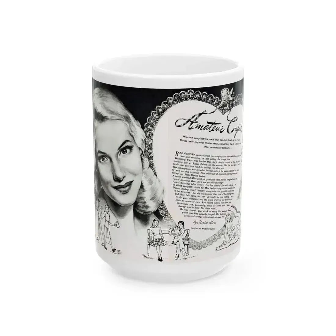 Amateur Cupid, Miss America magazine, March 1946 - White Coffee Mug 15oz - Go Mug Yourself
