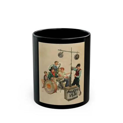 Amateur Nite - Cowboy Bill's Ramblers, The Saturday Evening Post cover, January 11, 1936 - Black Coffee Mug 11oz - Go Mug Yourself