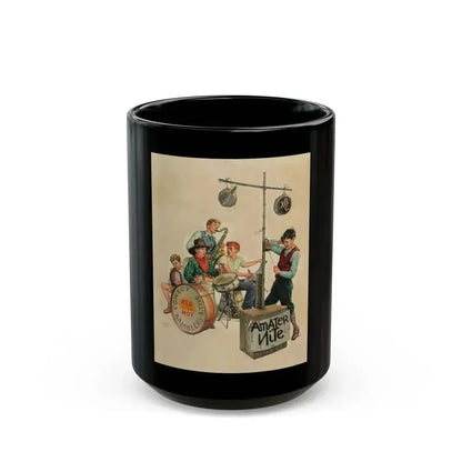Amateur Nite - Cowboy Bill's Ramblers, The Saturday Evening Post cover, January 11, 1936 - Black Coffee Mug 15oz - Go Mug Yourself