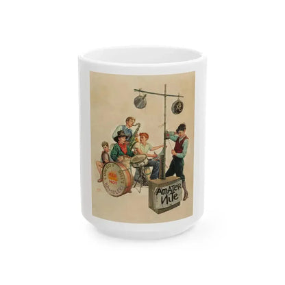 Amateur Nite - Cowboy Bill's Ramblers, The Saturday Evening Post cover, January 11, 1936 - White Coffee Mug 15oz - Go Mug Yourself