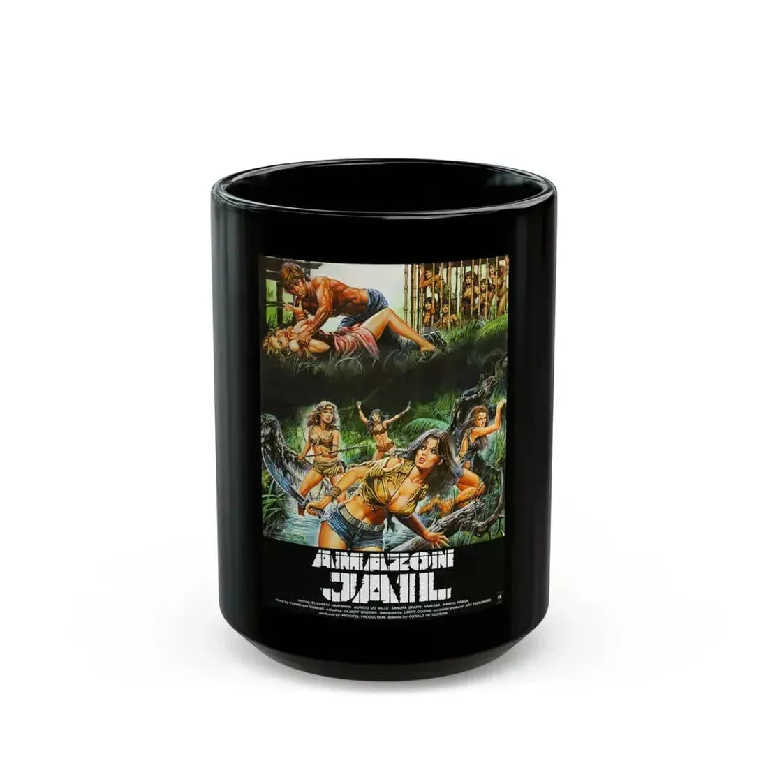 AMAZON JAIL 1985 Movie Poster - Black Coffee Mug 15oz - Go Mug Yourself